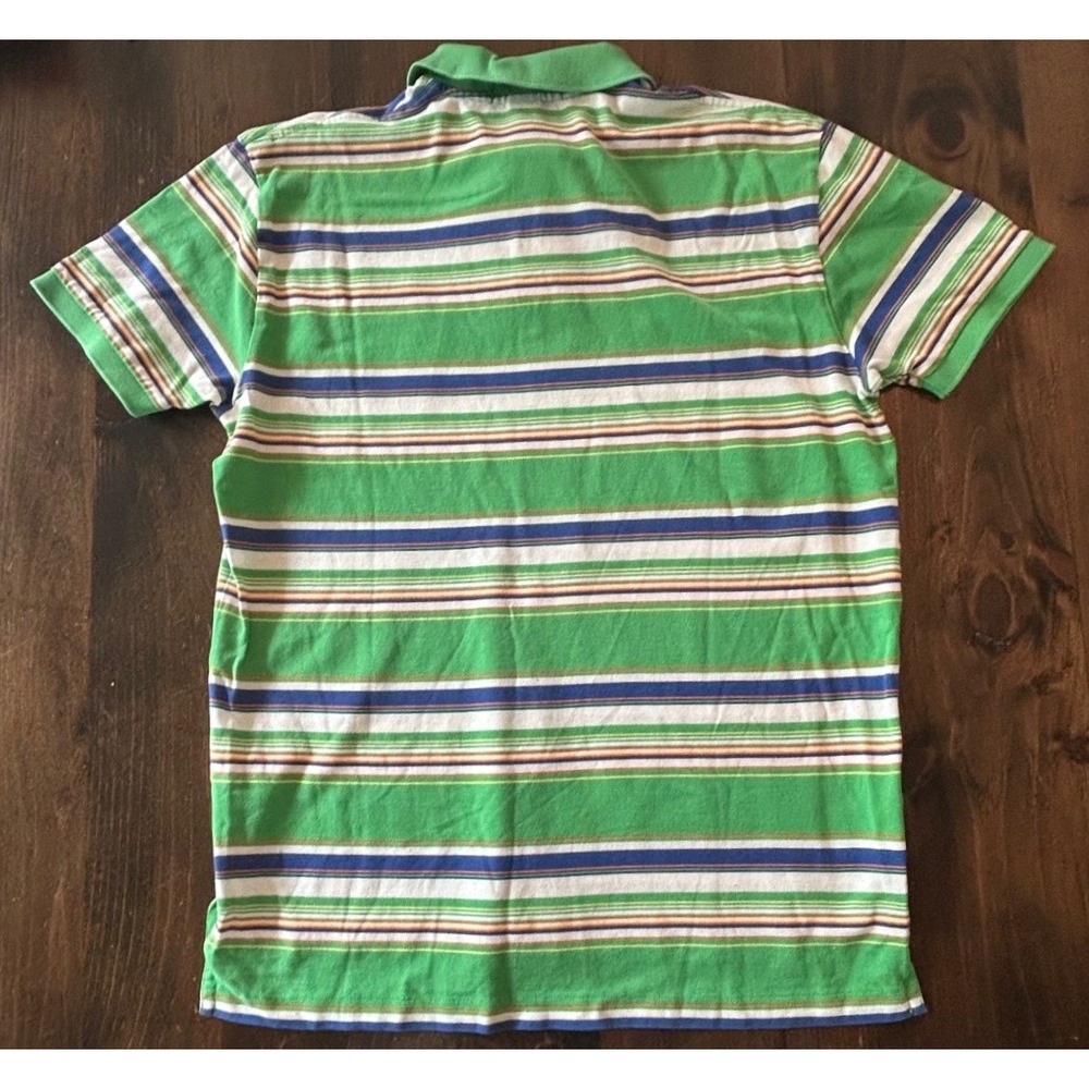 Polo Ralph Lauren Shirt Medium Green Striped Pima Cotton Short Sleeve Preppy - Picture 3 of 5